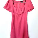 Forever 21 hot pink mini dress bustier top tie back women’s small puff cap sleeve Photo 0