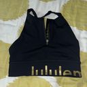 Lululemon Limited Edition Energy Bra High Neck Long Line Black And Gold Size 4 Photo 0