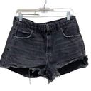 ZARA  Cut Off Denim Shorts High Rise High Waisted Black Size 10 Photo 0