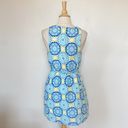 Everly Retro Patten Sleeveless Blue & Green V-Neck Sun Dress Photo 2