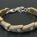 Brighton Retired Vintage  2-tone Gold & Silver Rhinestone Ornate Link Bracelet Photo 7