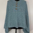 J.Jill Spruce Blue Cozy Cable-Knit Asymmetric Cotton Blend Poncho Sweater Sz S/L Photo 3