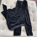 Vintage 80s Cherry Hill Abstract Velour Track Suit Sweatshirt Pants Set Black Bl Size M Photo 1