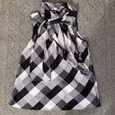 Nine West  Black and White Tie Front Bow Diamond Print Sleeveless Blouse Photo 0