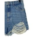 ZARA  Raw Ripped Hem Cutoff Distressed Jean Shorts High Rise Pockets 6 Med Wash Photo 3