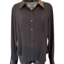 Villager  Black Long Sleeve Collared Button Up Blouse - size 8 Photo 0