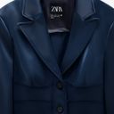 ZARA NWT  LIMITED EDITION Navy Blue Satin Blazer Photo 3