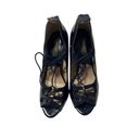 ZARA  Navy Blue Patent Lace Up Heels Size 38 / US 7.5 Photo 1