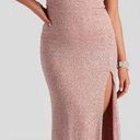 Windsor Pink/Dusty Rose/Mauve Glitter Dress with Slit Photo 0