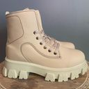 Nasty Gal  Hike it or Not Cleated Ankle Boots Faux Leather in‎ Beige Size 39 NWT Photo 2