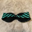 Adidas  Neo Label Striped Bikini Top Strapless Women's XS Teal Black Photo 3