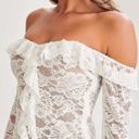 Meshki NWT ✨  Lindsey Lace Plisse Mini Dress in Ivory Photo 3