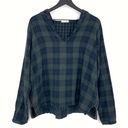 CP Shades  x FREE PEOPLE Pullover Hoodie Long Sleeve Top Blue Green Plaid M Photo 0