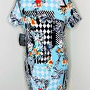 AX Paris NWT  Shift Dress 6 Blue Abstract Floral Mini Tropical Chic Casual Sheath Photo 0