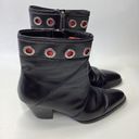 Harley Davidson  leather swagger mid calf grommet moto biker black Boots Size Photo 1