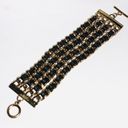 The Row Gold Chain Link Multi Bracelet with Interlaced Black Leather Photo 1