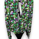 ZARA  Womens Floral Wrap Long Sleeve Green Purple Draped Bodysuit size medium Photo 5