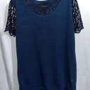 The Limited  Navy Blue Top With‎ Embroidery Knitted Sleeves Size Large Photo 0