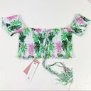 PilyQ  Flamingo Off Shoulder Smocked Bikini Top Size Large L NWT Photo 4