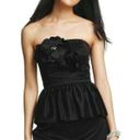 Lilly Pulitzer Mae Rosette Peplum Ruffle Strapless Black Mini Dress Photo 0