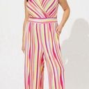 Torrid  Women Super Soft Surplice Jumpsuit 1X Stripe Ivory Stripe Wide Leg Bright Photo 0