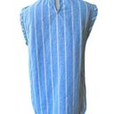 Draper James  Popover Blue Oxford Stripe Cotton Chambray Sleeveless Top Small Photo 1