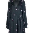 Equipment  Alexandria Black Purple Floral Dress Long Sleeve V Neck Knee Length 8 Photo 2