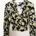 Industry  Black Floral Print Wrap V-neck Front Cropped Blouse Size Small New Photo 1