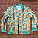 Crazy Train  YELLOW & BLUE AZTEC GEOMETRIC WESTERN COUNTRY COWGIRL BOMBER JACKET Photo 6