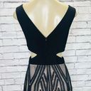 XScape  Womens Black Sleeveless Geometric Plunging Fit & Flare Dress Size 8 Photo 5