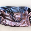 Bueno  Weekender Duffel Carry-on Bag Brown with Snakeskin Print and Brass Accents Photo 9