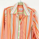 Coldwater Creek  Women's Plus Striped Button Down Cotton Shirt Orange Size 1X Photo 2