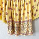 Angie  Yellow‎ Floral Off the Shoulder Smocked Crop Top Size S Boho Western Photo 4