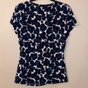 DKNY  Size M Leopard Print Short Sleeve Top Twist Front Waist Black Teal NEW! Photo 7