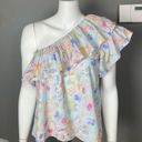 Something Navy Revolve  one shoulder top pastel ruffle floral print size medium Photo 0