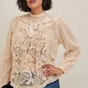 Torrid Mixed Lace High Neck Romantic Top Beige Size 1X Photo 0