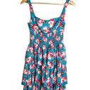 Betsey Johnson Floral Dress Ruffled Blue Pink Size 2 XS EUC Photo 0