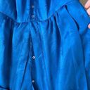 Vintage Blue  embossed satin feel pleated retro 80s maxi dress Photo 6