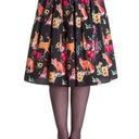 Hell Bunny  Hermeline Flare Pleated Floral Animal Skirt Size Medium‎ Black Retro Photo 1