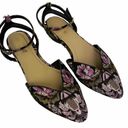 Shoedazzle Embroidered Pointed Toe Flats Sandals Size 8  Black Pink Photo 0