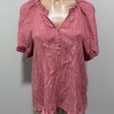 Wonderly  Dusty Rose Pink Mauve Peasant Short Sleeve Shirt Top Large Sheen Belk Photo 1