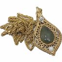 GF Vintage  Filigree Jade Teardrop Diamond Necklace Photo 4