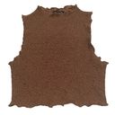 Naked Wardrobe  Sz M Sleeveless Textured Crop Top Stretch Cozy Lounge Brown NEW Photo 0