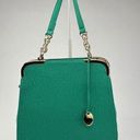 Lux teal hard bottom and side shoulder bag gold accent Photo 0