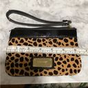 Nine West Used condition Nine‎ West Zip Pouch Cheetah Black Leather Coin Purse Photo 3