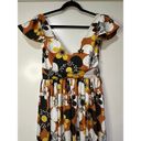 The Bar Dodo Or Jenny Long Midi Dress Flower 7 Brown Print Sz Small NWT Vintage Look Photo 3