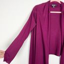 DKNY  Raspberry Silk Cashmere Draped Lightweight Waterfall Cardigan Size Small Photo 3