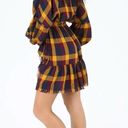 Angie NEW! Boho Plaid Long Sleeve Mini Dress Fringed Hem Grunge Photo 3