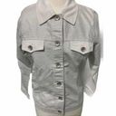 Denim & Co  Denim Denim Jean Jacket Metallic Silver XS Extra Small Photo 11