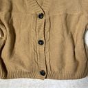 Tan Cable Knit Button Down Cardigan Sweater Size M Photo 2